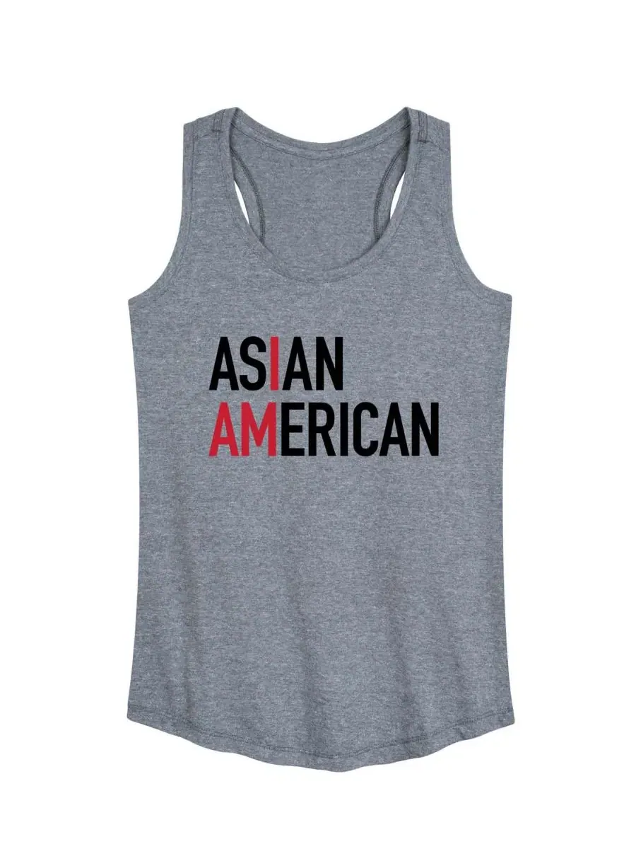 Футболка-танк с принтом Am Asian American Racerback Hybrid Apparel — изображение 1 из 3, серый