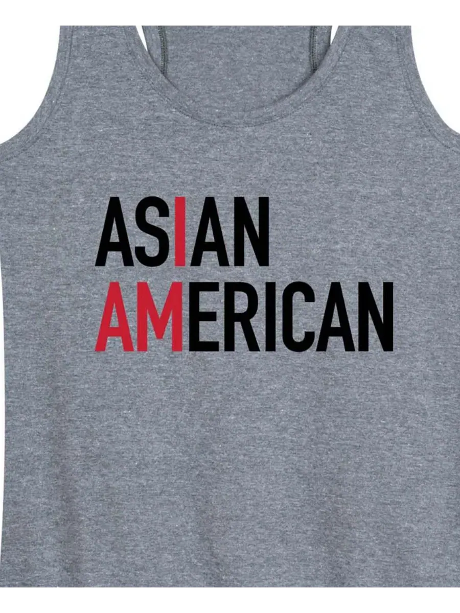 Футболка-танк с принтом Am Asian American Racerback Hybrid Apparel — изображение 2 из 3, серый