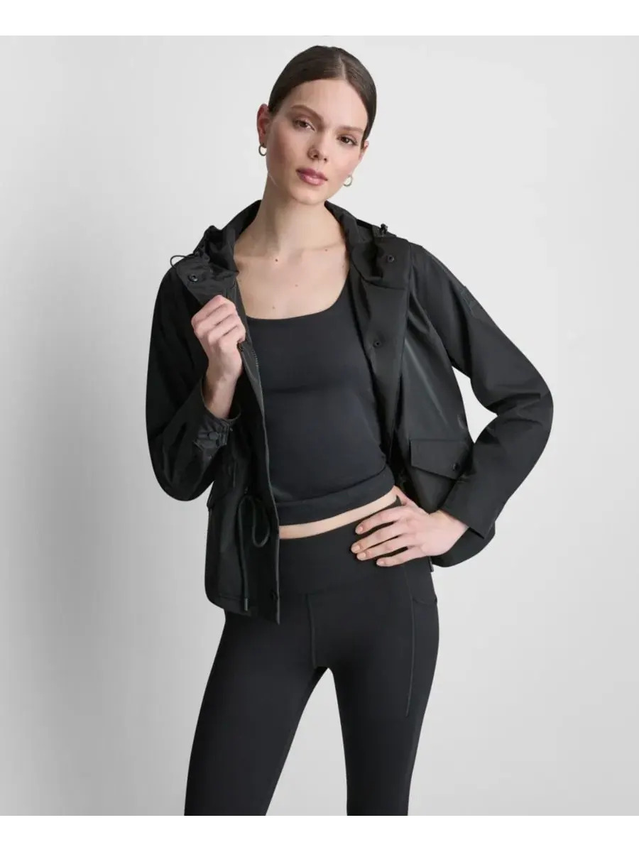 Женская куртка-ветровка с капюшоном, укороченная, асимметричная DKNY Sport