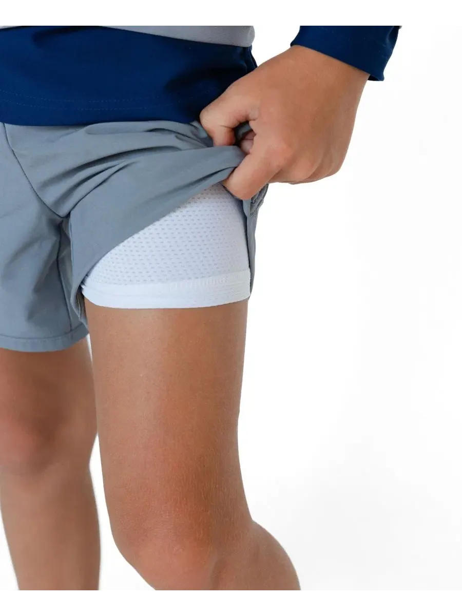 Шорты с подкладкой Super Short Lined Courtside Kids — изображение 3 из 4, серый