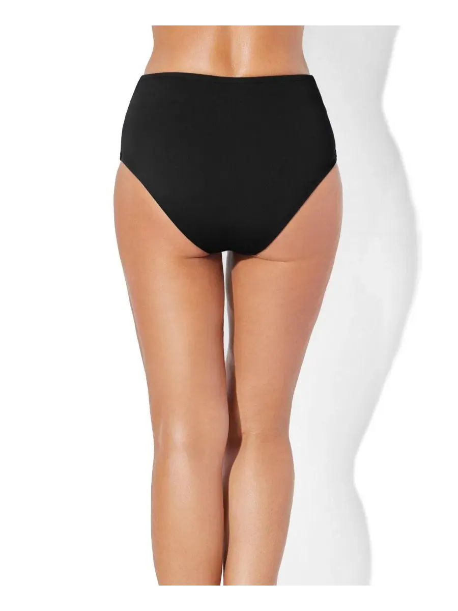 Плавки бикини с высокой талией и скруткой Women's High Waist Twist Swim Brief Swimsuits for All — изображение 2 из 3, черный
