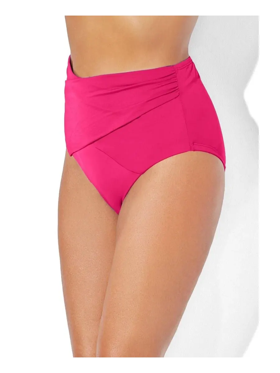 Плавки с высокой талией и скруткой Women's High Waist Twist Swim Brief Swimsuits for All — изображение 3 из 3, розовый