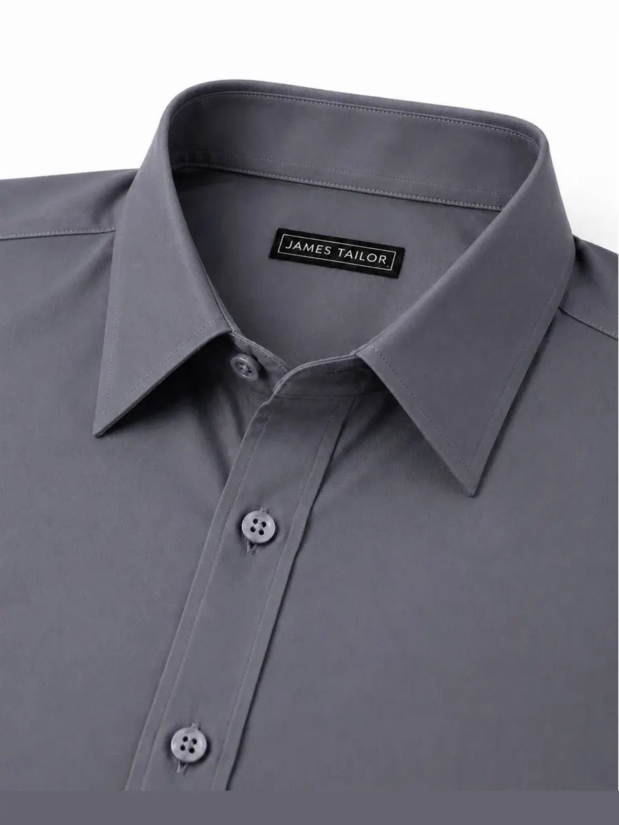 Рубашка с коротким рукавом Slim Fit James Tailor — изображение 3 из 3, серый