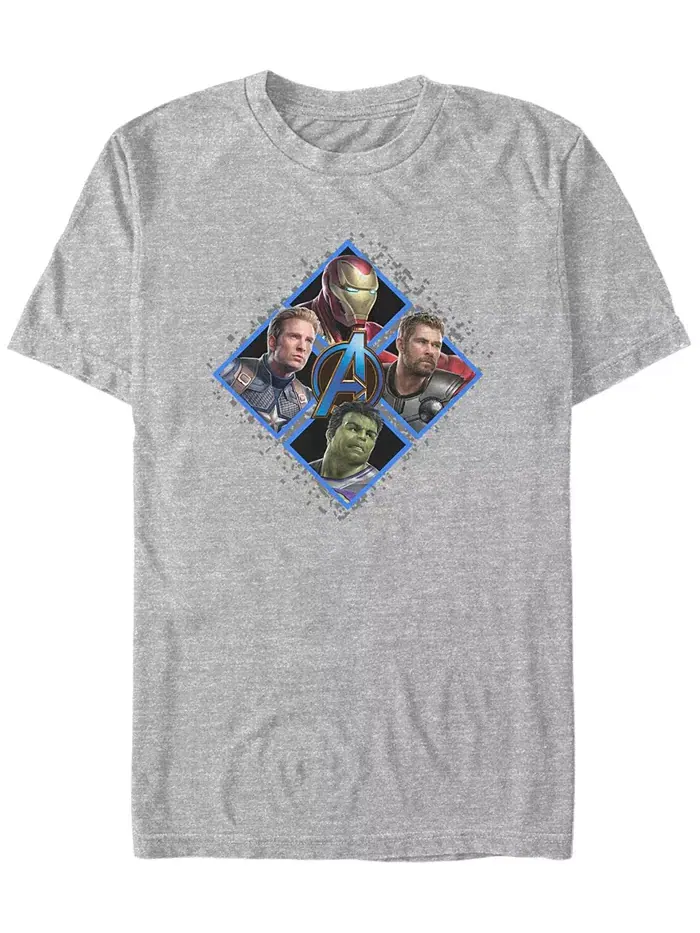 Футболка мужская Marvel "Avengers Endgame Hero Four Square" с коротким рукавом Fifth Sun — изображение 1 из 1, серый