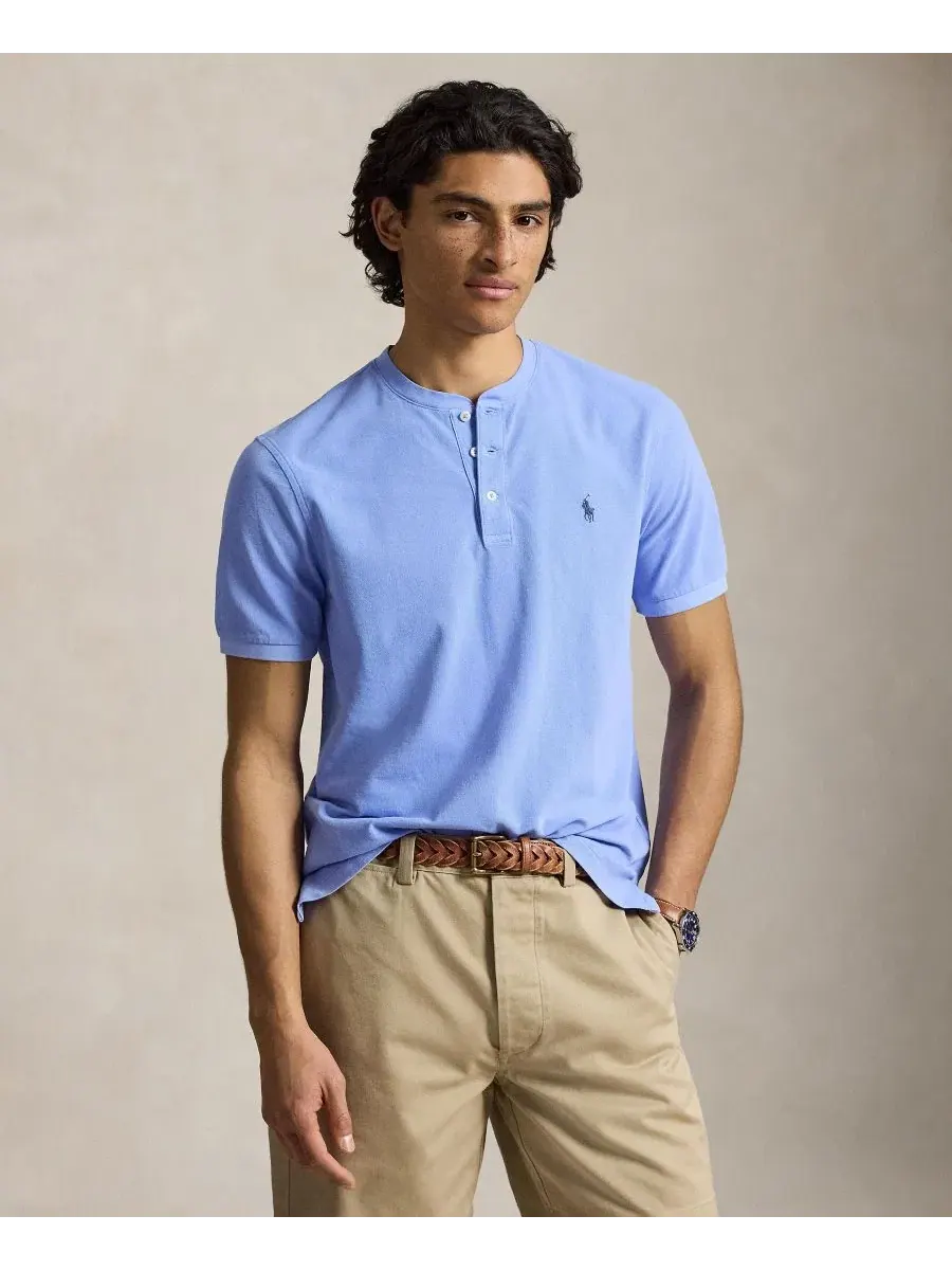 Мужская футболка-поло с воротником-хенли из сетки Featherweight Mesh Henley Polo Ralph Lauren