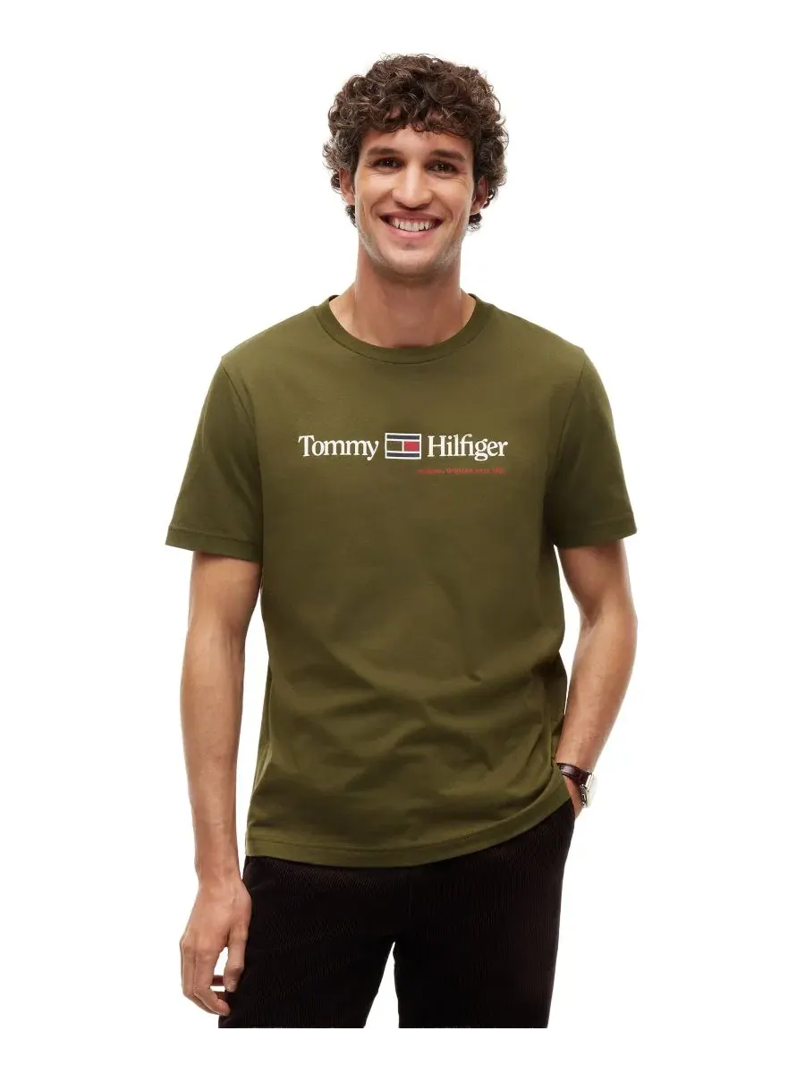 Футболка с графическим принтом Brand Love Tommy Hilfiger — изображение 1 из 3, зеленый