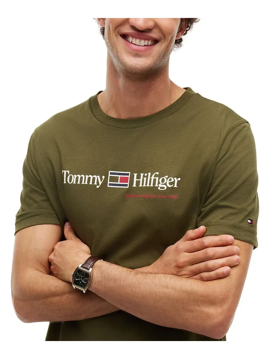 Футболка с графическим принтом Brand Love Tommy Hilfiger — изображение 2 из 3, зеленый