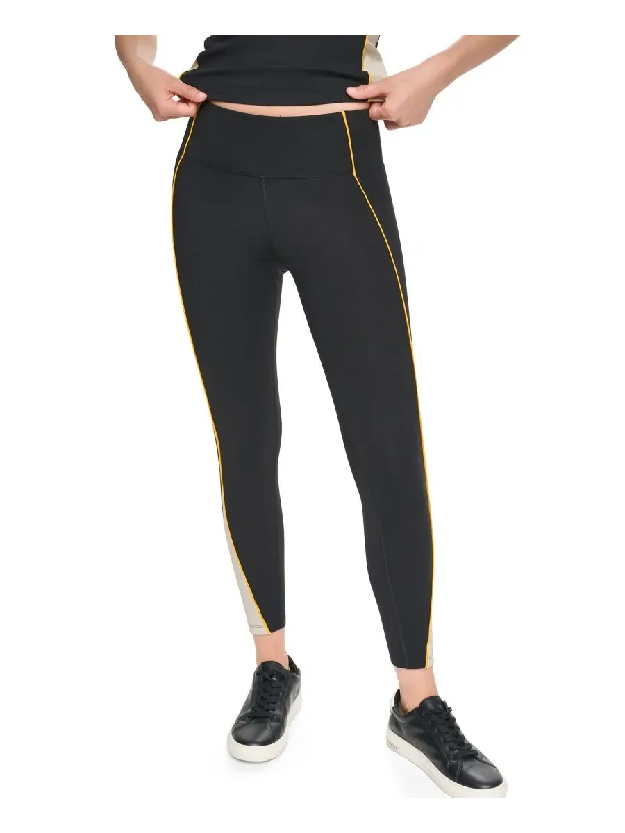 Леггинсы с высокой посадкой и цветными вставками, 7/8, модель Colorblock DKNY Sport