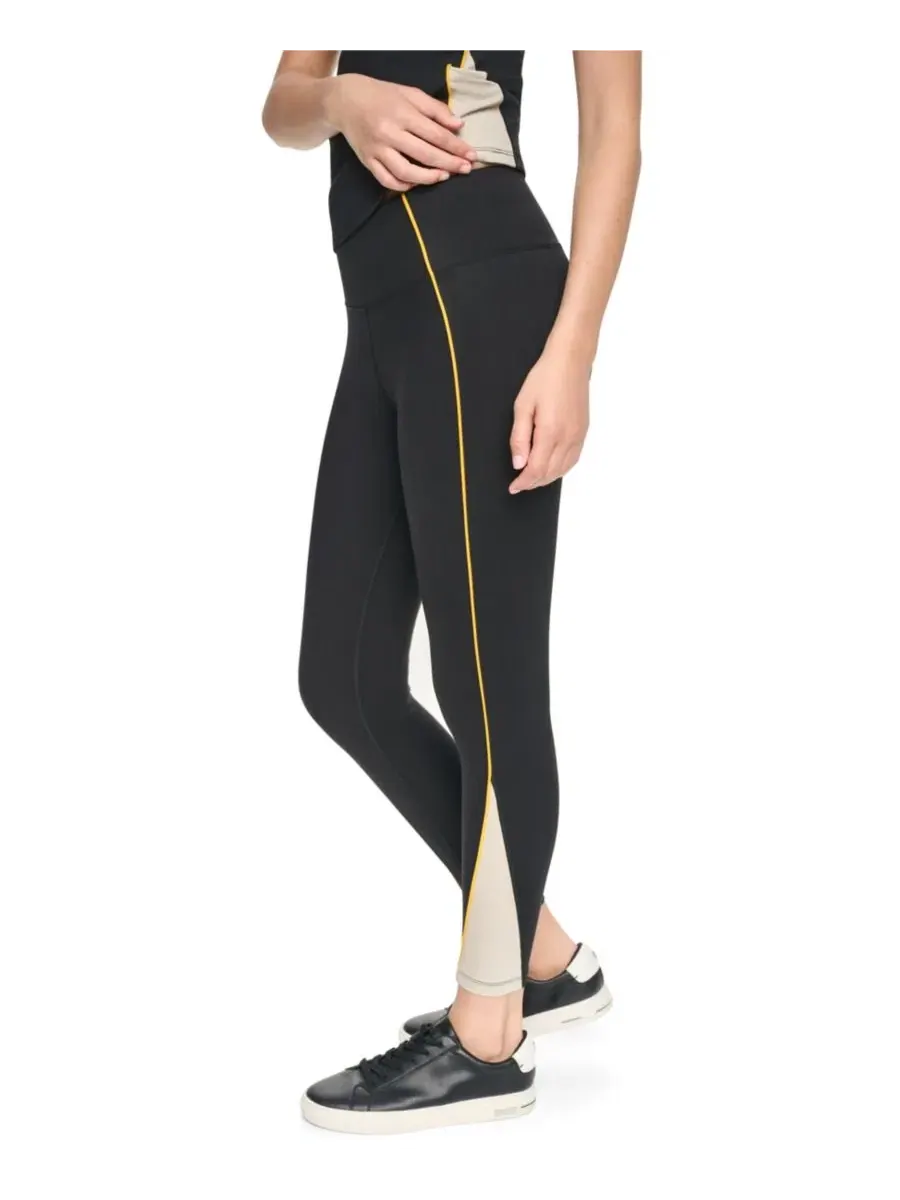 Леггинсы с высокой посадкой и цветными вставками, 7/8, модель Colorblock DKNY Sport — изображение 3 из 5, черный