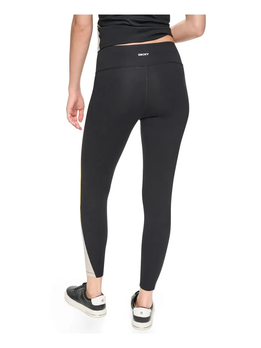 Леггинсы с высокой посадкой и цветными вставками, 7/8, модель Colorblock DKNY Sport — изображение 4 из 5, черный