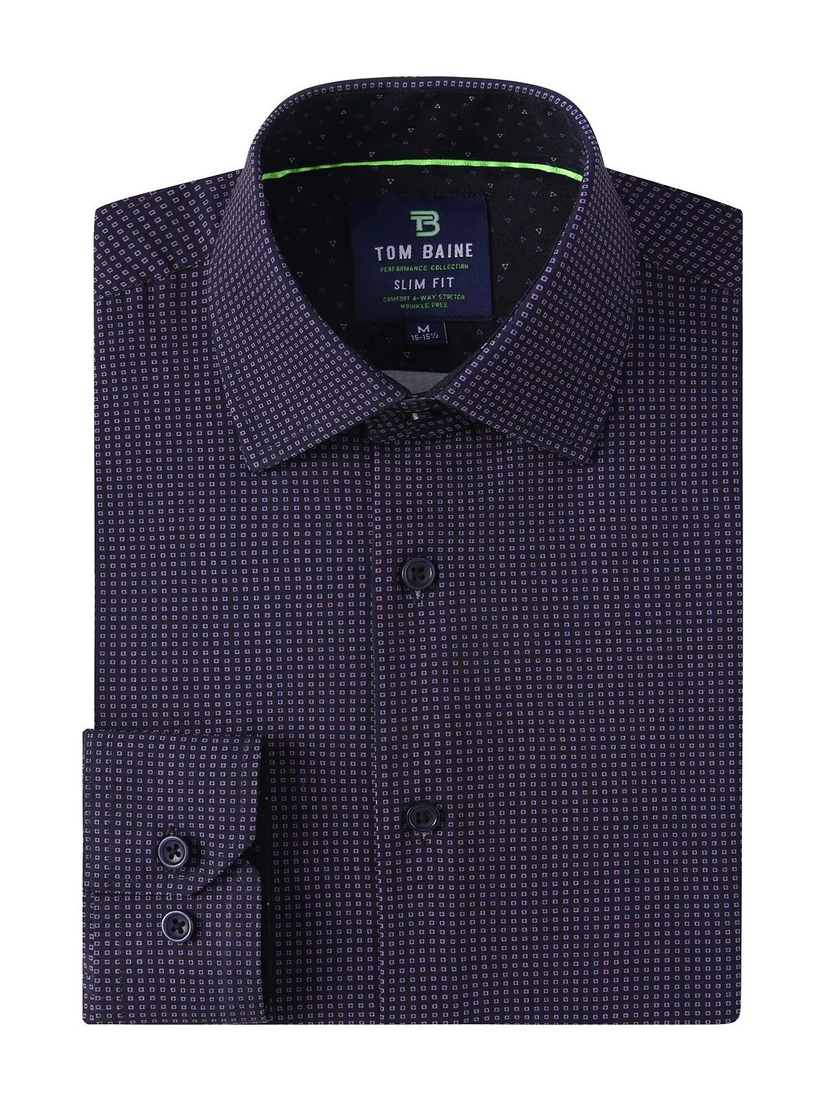 Мужская классическая рубашка slim fit с длинным рукавом и геометрическим рисунком Tom Baine