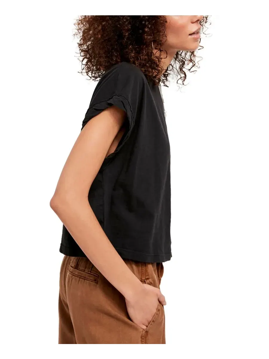 Футболка-кроп с коротким рукавом You Rock Free People — изображение 3 из 8, черный