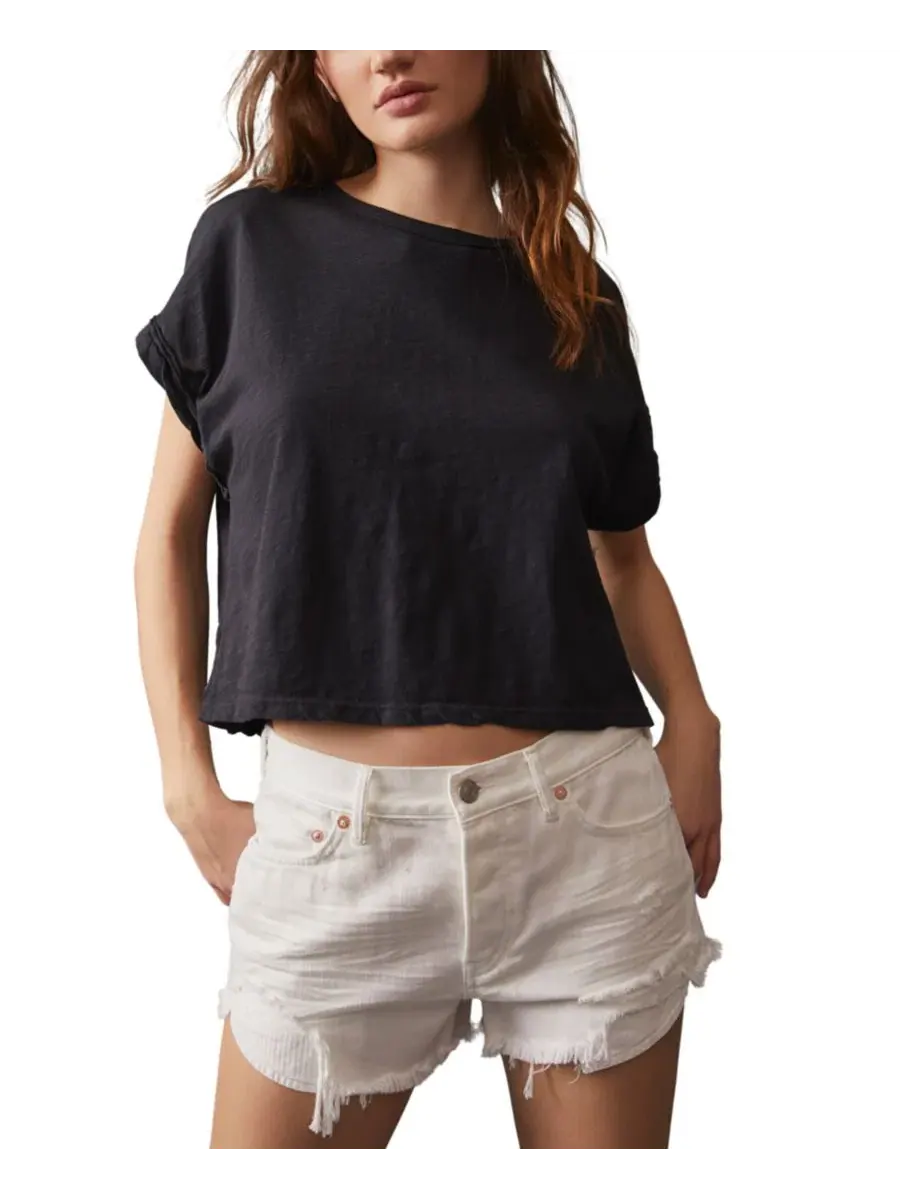 Футболка-кроп с коротким рукавом You Rock Free People — изображение 4 из 8, черный