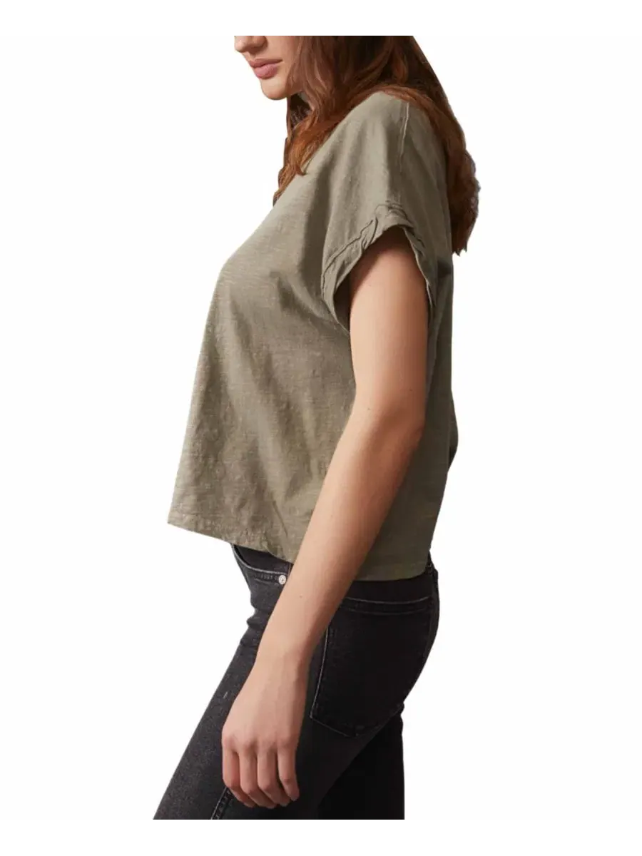 Футболка с коротким рукавом, кроп, модель You Rock Free People, Washed Army — изображение 3 из 5