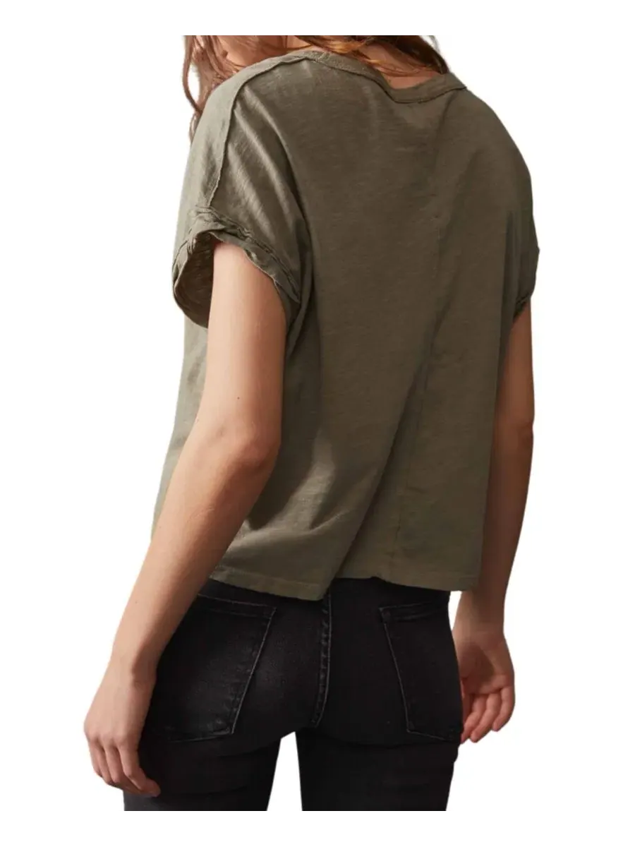 Футболка с коротким рукавом, кроп, модель You Rock Free People, Washed Army — изображение 5 из 5