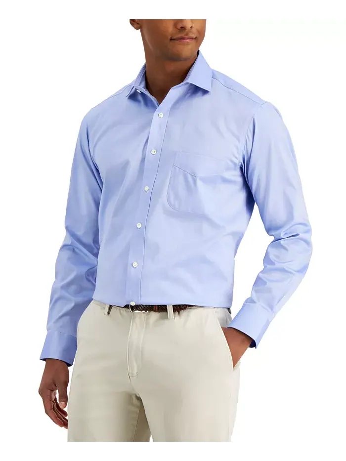 Мужская классическая рубашка Pinpoint Dress Shirt Club Room — изображение 1 из 8, светлый синий