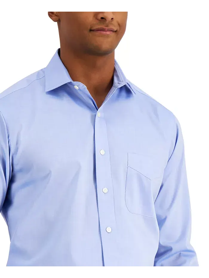 Мужская классическая рубашка Pinpoint Dress Shirt Club Room — изображение 2 из 8, светлый синий