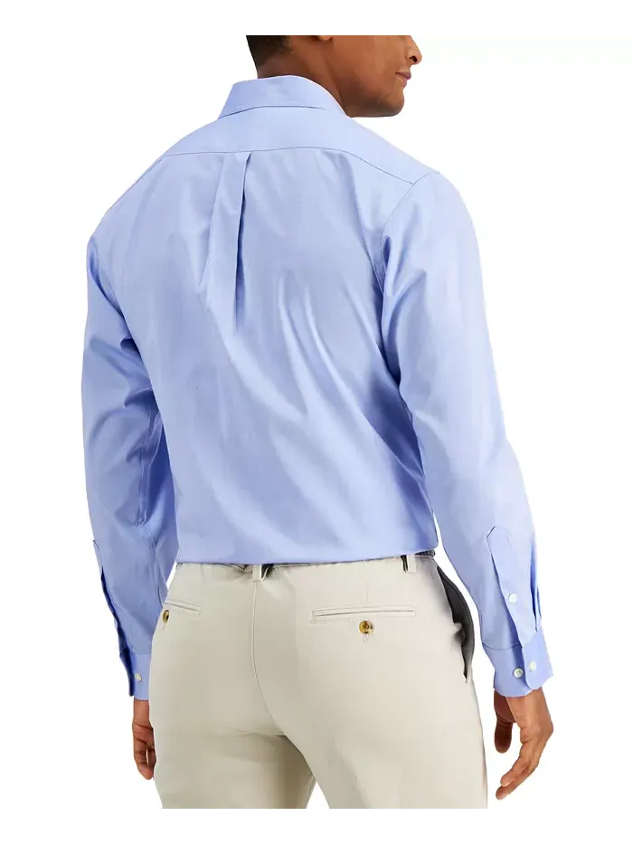 Мужская классическая рубашка Pinpoint Dress Shirt Club Room — изображение 3 из 8, светлый синий