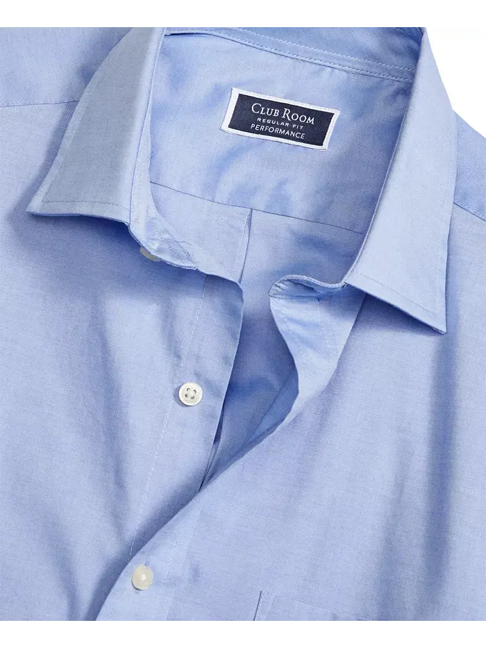 Мужская классическая рубашка Pinpoint Dress Shirt Club Room — изображение 4 из 8, светлый синий