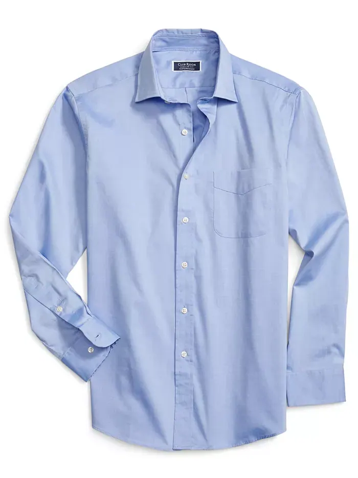 Мужская классическая рубашка Pinpoint Dress Shirt Club Room — изображение 6 из 8, светлый синий