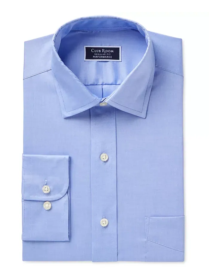 Мужская классическая рубашка Pinpoint Dress Shirt Club Room — изображение 7 из 8, светлый синий