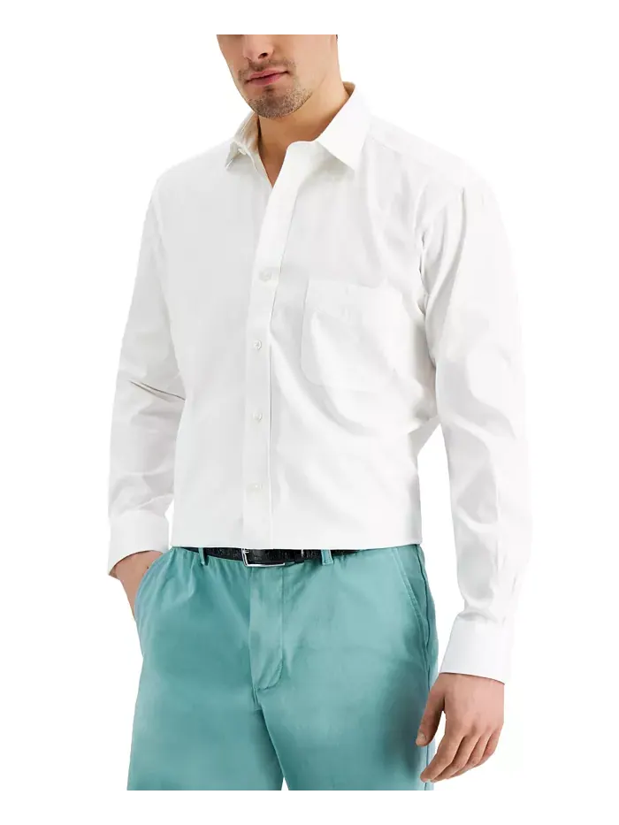 Мужская классическая рубашка Pinpoint Dress Shirt Club Room — изображение 1 из 8, белый