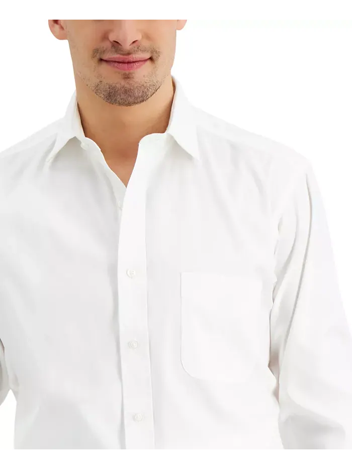 Мужская классическая рубашка Pinpoint Dress Shirt Club Room — изображение 2 из 8, белый