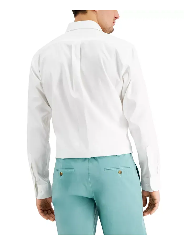 Мужская классическая рубашка Pinpoint Dress Shirt Club Room — изображение 3 из 8, белый