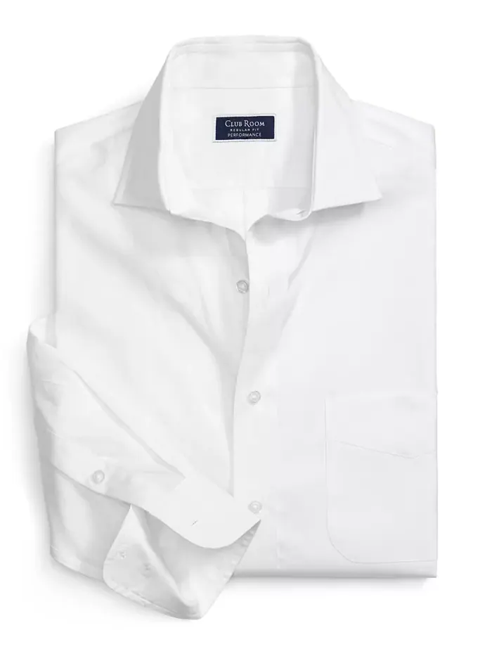 Мужская классическая рубашка Pinpoint Dress Shirt Club Room — изображение 7 из 8, белый