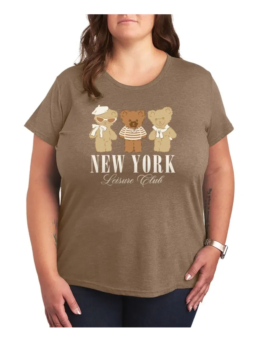 Футболка с принтом Teddy Bears Plus Size Hybrid Apparel, Heather Mocha — изображение 1 из 3