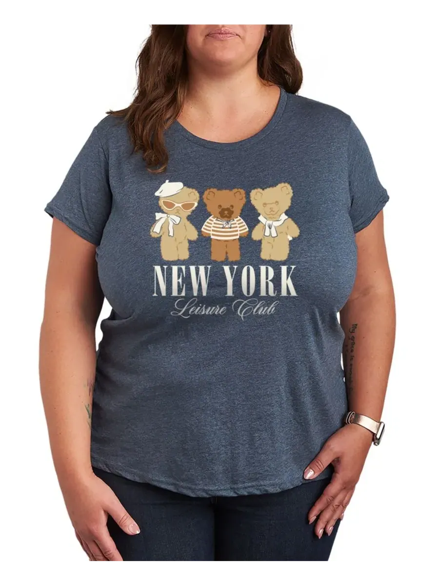 Футболка с принтом Teddy Bears Plus Size Hybrid Apparel — изображение 1 из 3, синий