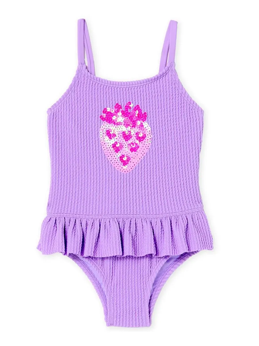 Детский слитный купальник с пайетками для девочек 2T-5T Angel Beach — фиолетовый