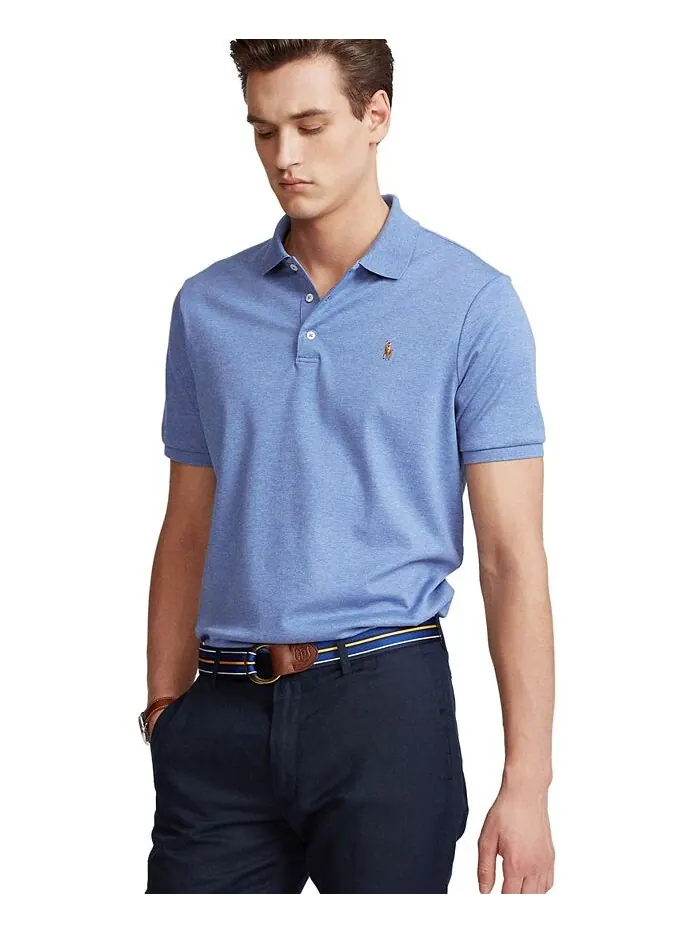 Мужская рубашка-поло классического кроя из мягкого хлопка Polo Ralph Lauren — изображение 1 из 5, серый