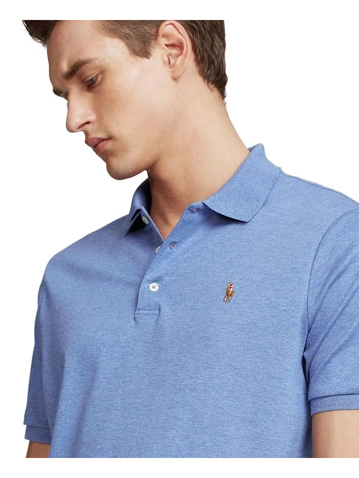 Мужская рубашка-поло классического кроя из мягкого хлопка Polo Ralph Lauren — изображение 4 из 5, серый