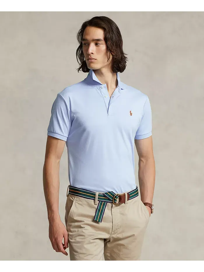 Мужская классическая поло из мягкого хлопка Polo Ralph Lauren — изображение 1 из 4, синий