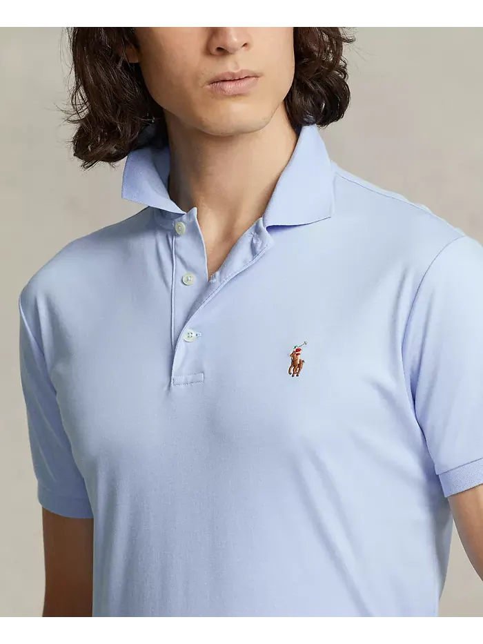 Мужская классическая поло из мягкого хлопка Polo Ralph Lauren — изображение 3 из 4, синий