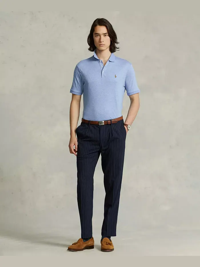 Мужская классическая поло из мягкого хлопка Polo Ralph Lauren — изображение 5 из 8, фиолетовый