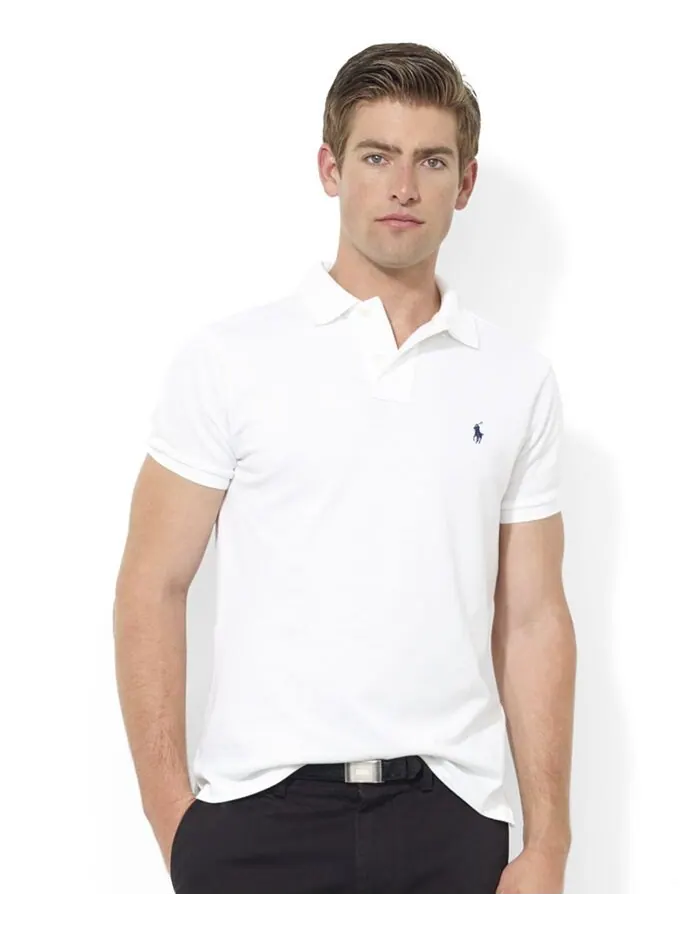 Мужская рубашка-поло классического кроя из мягкого хлопка Polo Ralph Lauren — изображение 1 из 6, белый