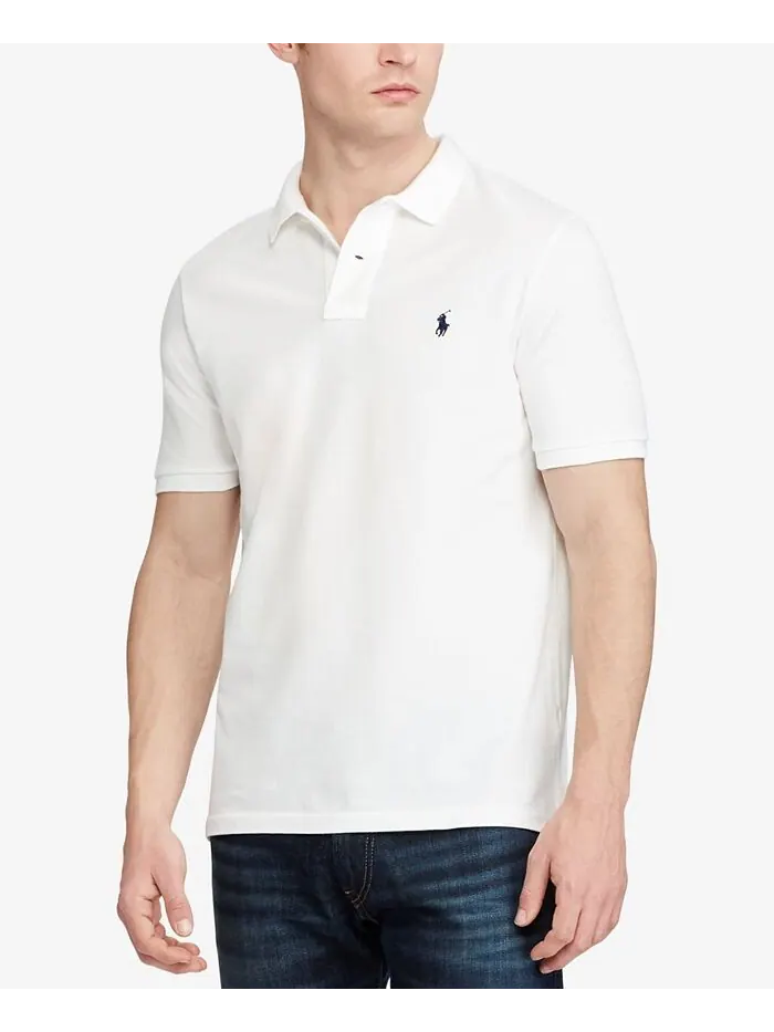 Мужская рубашка-поло классического кроя из мягкого хлопка Polo Ralph Lauren — изображение 2 из 6, белый