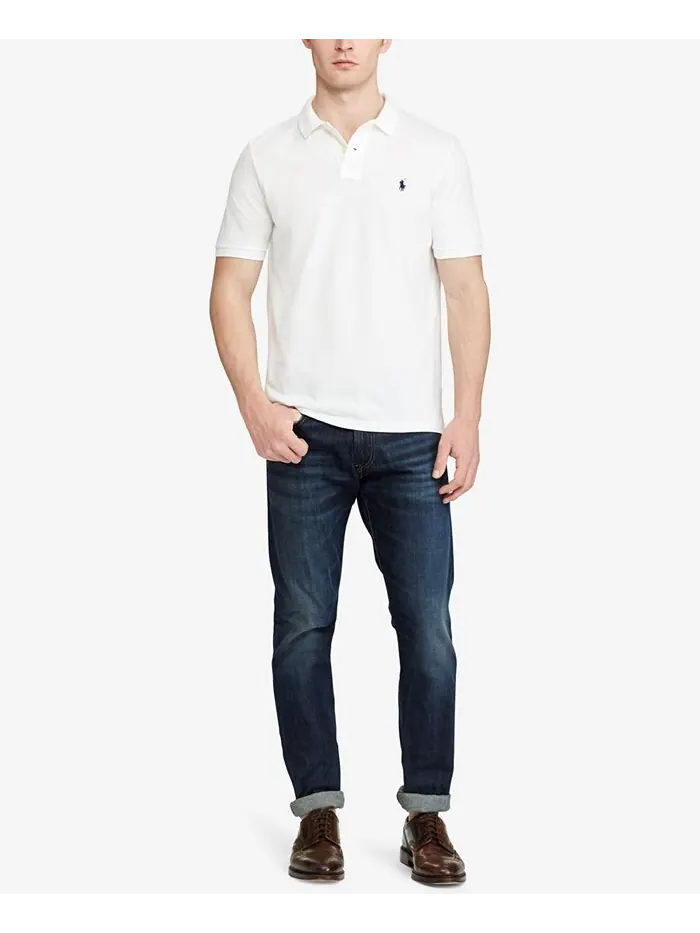 Мужская рубашка-поло классического кроя из мягкого хлопка Polo Ralph Lauren — изображение 3 из 6, белый