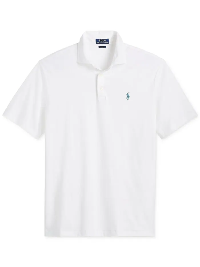 Мужская рубашка-поло классического кроя из мягкого хлопка Polo Ralph Lauren — изображение 5 из 6, белый