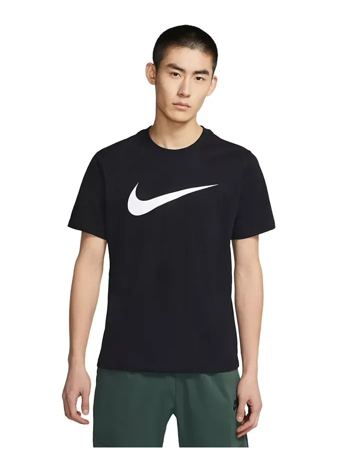 Спортивная футболка с коротким рукавом и круглым вырезом Swoosh для мужчин Nike — изображение 1 из 2, белый/черный