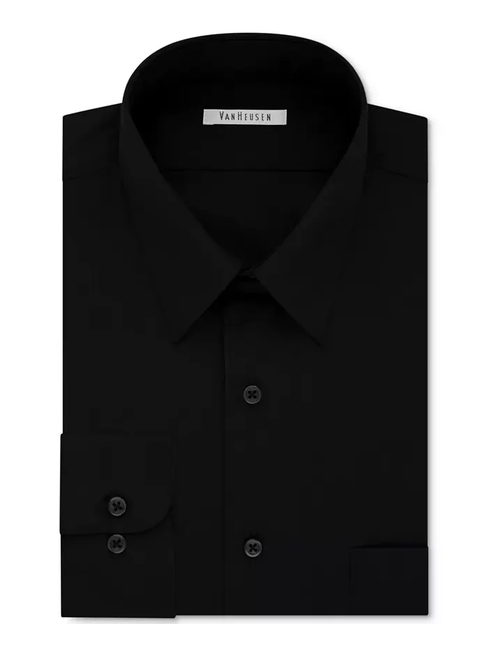 Мужская однотонная рубашка из поплина большего размера без складок Van Heusen — черный