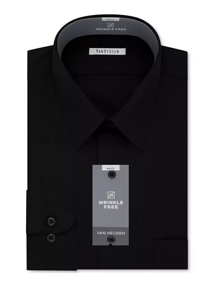 Мужская однотонная рубашка из поплина большего размера без складок Van Heusen — изображение 3 из 3, черный