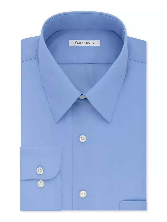 Мужская однотонная рубашка из поплина большего размера без складок Van Heusen — синий