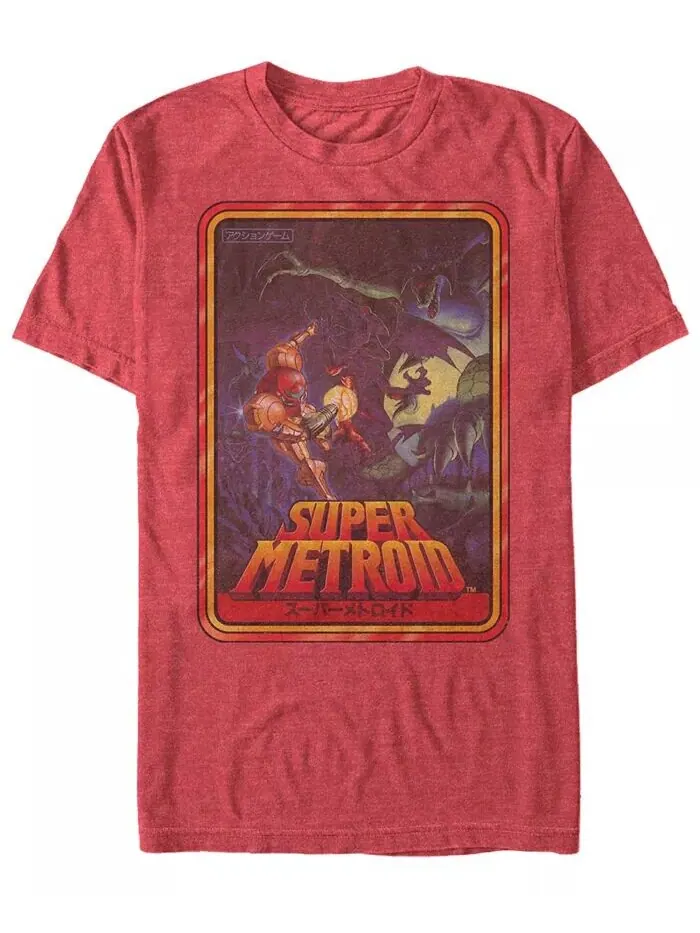 Мужская футболка Nintendo с короткими рукавами и игральными картами Metroid Fifth Sun — изображение 1 из 1, красный