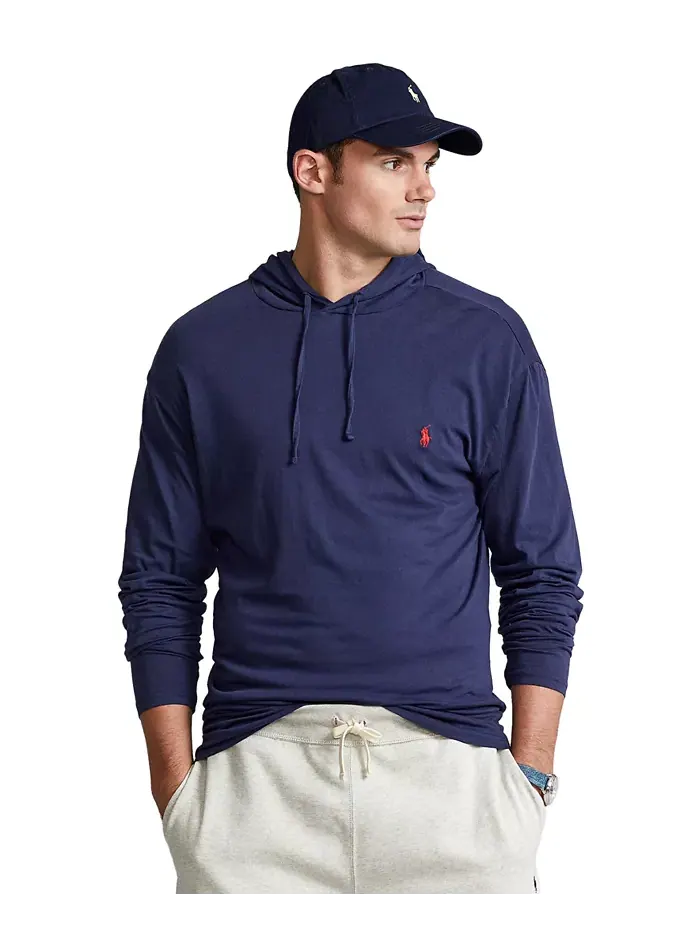 Мужская толстовка с капюшоном Big & Tall из джерси Polo Ralph Lauren — изображение 1 из 9, чернильный