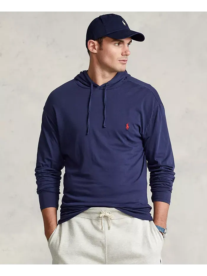 Мужская толстовка с капюшоном Big & Tall из джерси Polo Ralph Lauren — изображение 5 из 9, чернильный
