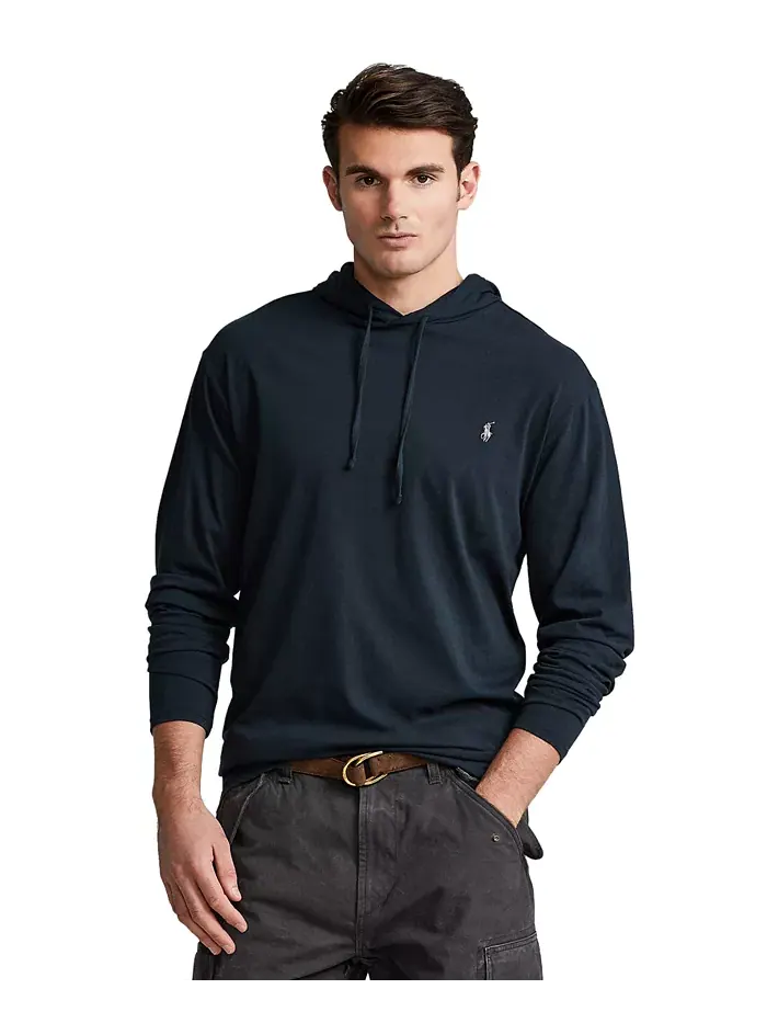 Мужская толстовка с капюшоном Big & Tall из джерси Polo Ralph Lauren — изображение 1 из 9, черный