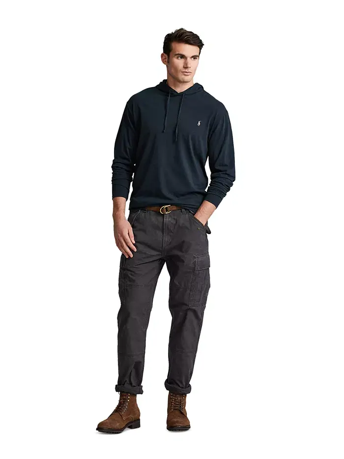 Мужская толстовка с капюшоном Big & Tall из джерси Polo Ralph Lauren — изображение 2 из 9, черный